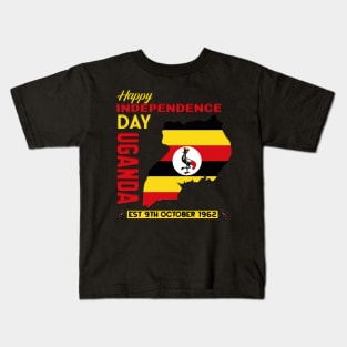 Happy Independence Day Uganda, Ugandan Flag Kids T-Shirt